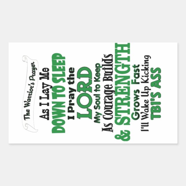 Sticker Rectangulaire La prière du guerrier TBI (Devant)