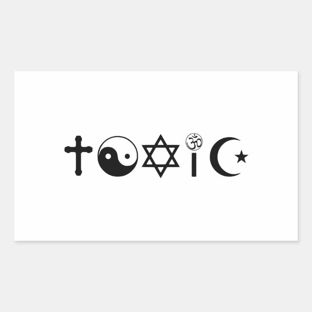 Sticker Rectangulaire La religion est un libre-penseur toxique (Devant)