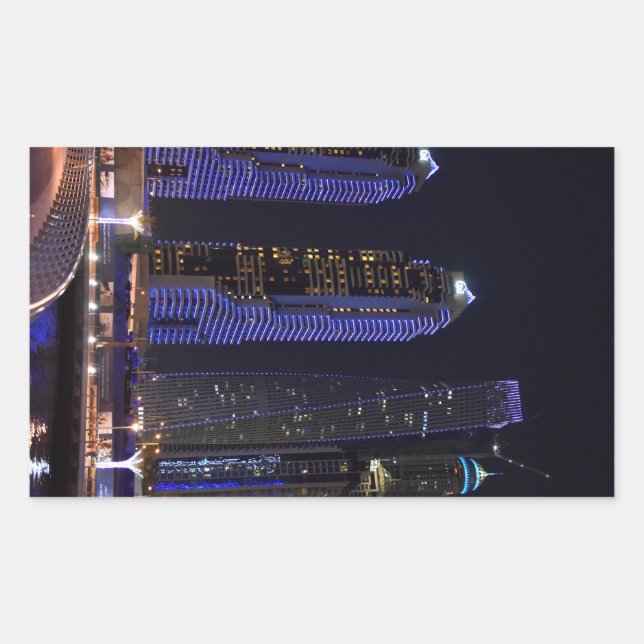 Sticker Rectangulaire La tour de Dubaï Cayan la nuit (Devant)
