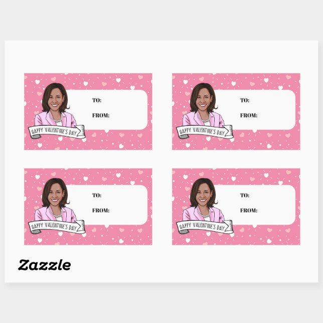 Sticker Rectangulaire La Vice-présidente Kamala Harris Valentine's Day (Feuille)