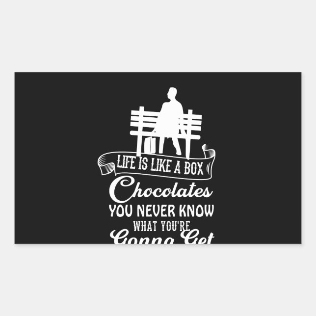 Sticker Rectangulaire La vie est comme une boîte de chocolat (Devant)
