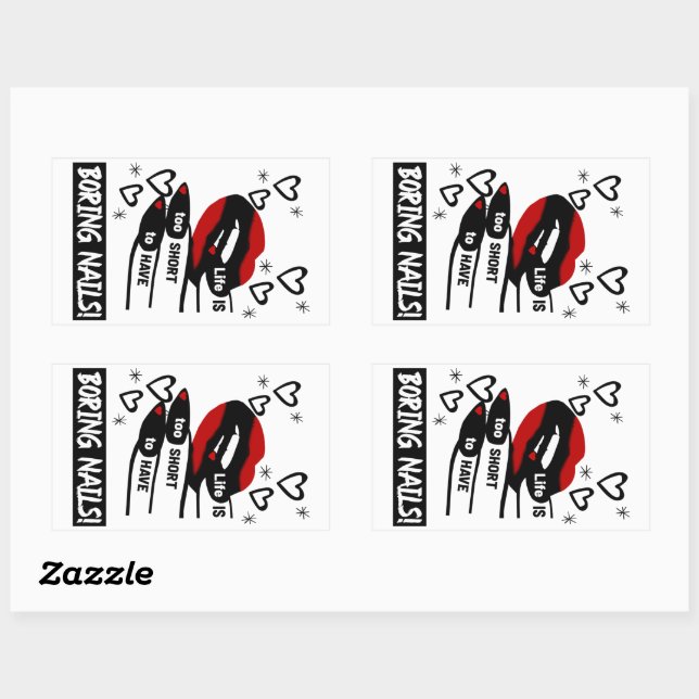 Sticker Rectangulaire La vie est trop courte pour avoir des ongles ennuy (Feuille)