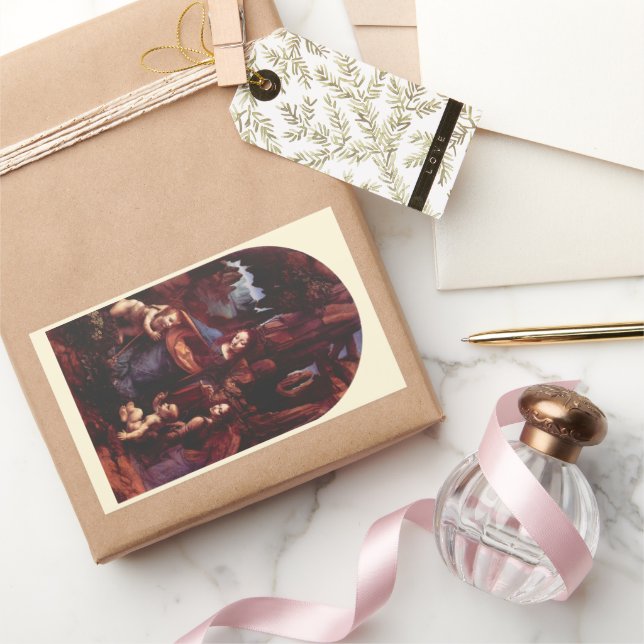 Sticker Rectangulaire La Vierge des Rochers de Léonard de Vinci (Cadeaux)