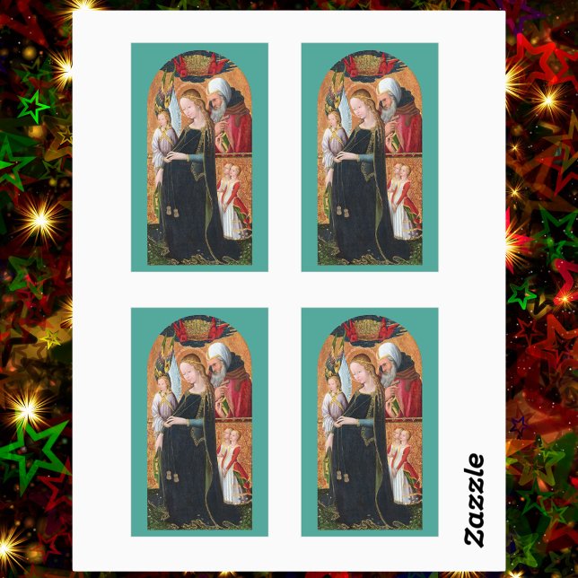 Sticker Rectangulaire La Vierge enceinte avec Saint Joseph 4-UP (Créateur téléchargé)