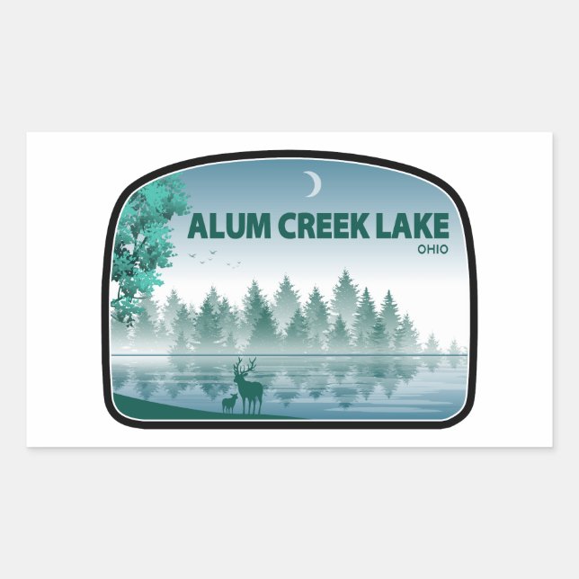 Sticker Rectangulaire Lac Alum Creek Ohio Deer (Devant)