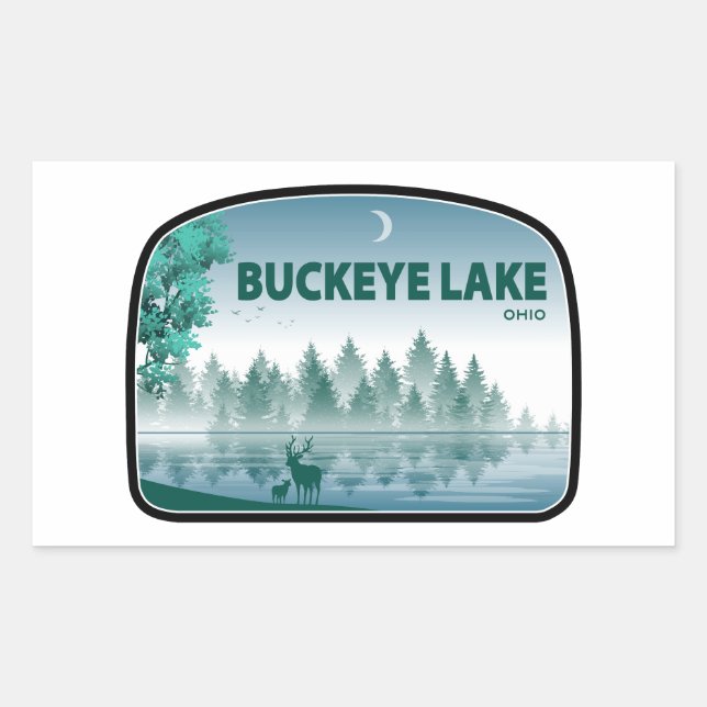 Sticker Rectangulaire Lac Buckeye Ohio Deer (Devant)