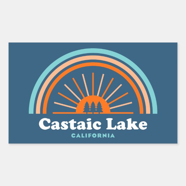 Sticker Rectangulaire Lac Castaic Californie Arc-en-ciel (Devant)