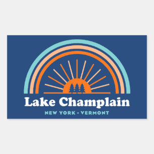 Sticker Rectangulaire Lac Champlain New York Vermont Rainbow