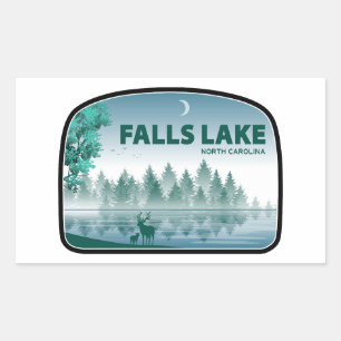Sticker Rectangulaire Lac Falls Caroline du Nord Cerf