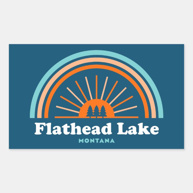 Sticker Rectangulaire Lac Flathead Montana Arc en ciel (Devant)