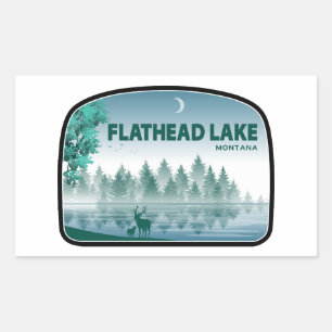 Sticker Rectangulaire Lac Flathead Montana Cerf