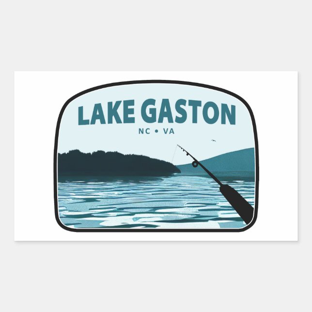 Sticker Rectangulaire Lac Gaston Caroline du Nord Virginie Rod de pêche (Devant)
