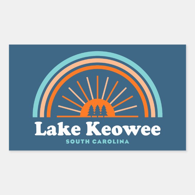 Sticker Rectangulaire Lac Keowee Caroline du Sud Arc-en-ciel (Devant)