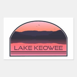Sticker Rectangulaire Lac Keowee Caroline du Sud Red Sunrise