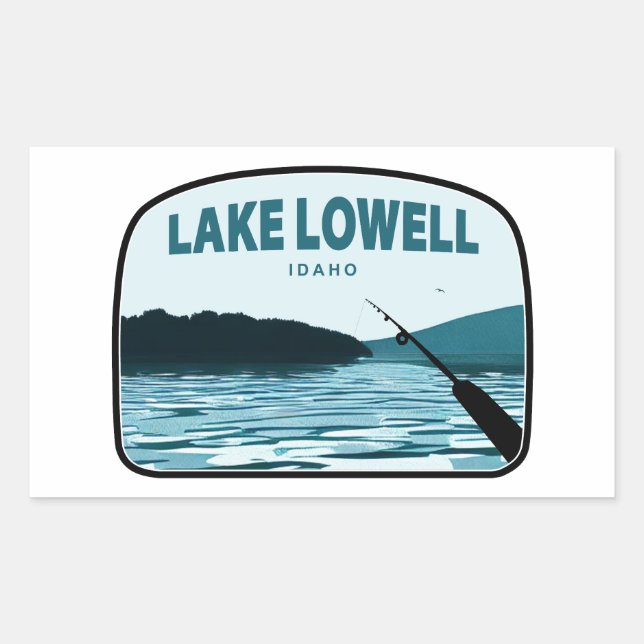 Sticker Rectangulaire Lac Lowell Idaho Cabane de pêche (Devant)