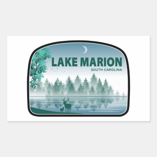 Sticker Rectangulaire Lac Marion Caroline du Sud Deer (Devant)