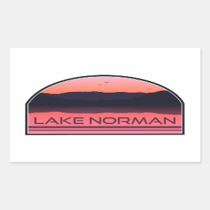 Sticker Rectangulaire Lac Norman Caroline du Nord Sunrise rouge