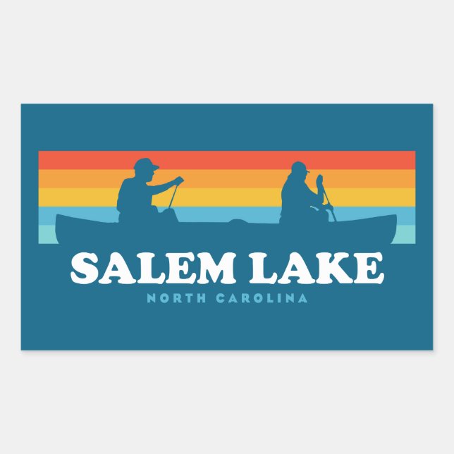 Sticker Rectangulaire Lac Salem Caroline du Nord Canoë (Devant)
