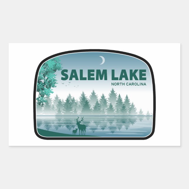 Sticker Rectangulaire Lac Salem Caroline du Nord Cerf (Devant)