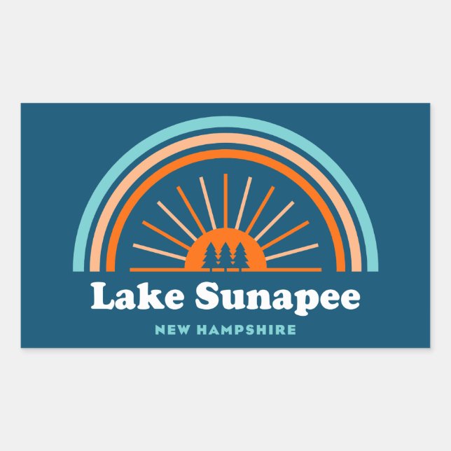 Sticker Rectangulaire Lac Sunapee New Hampshire Rainbow (Devant)