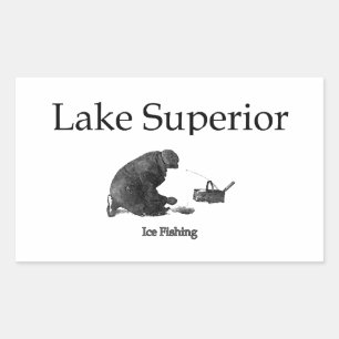 Sticker Rectangulaire Lac Supérieur Pêche sur glace