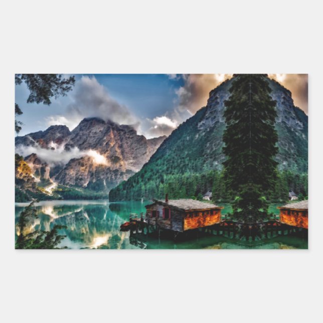 Sticker Rectangulaire Lac Surreal (Devant)