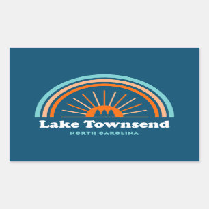 Sticker Rectangulaire Lac Townsend Caroline du Nord Arc en ciel