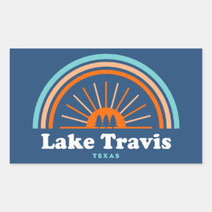 Sticker Rectangulaire Lac Travis Austin Texas Arc-en-ciel