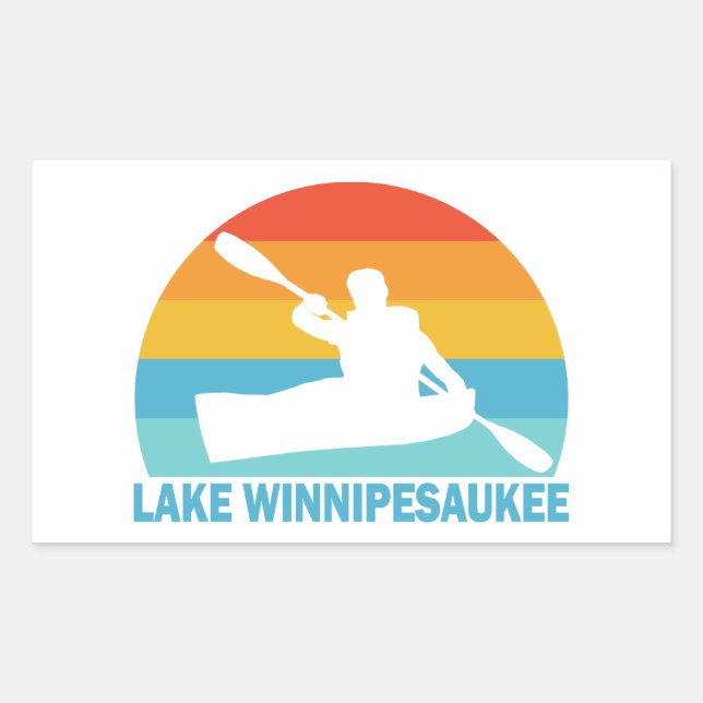 Sticker Rectangulaire Lac Winnipesaukee New Hampshire Kayak (Devant)