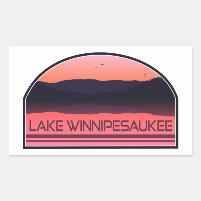 Sticker Rectangulaire Lac Winnipesaukee New Hampshire Red Sunrise (Devant)