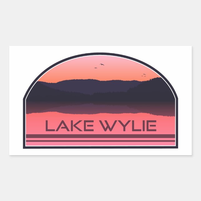Sticker Rectangulaire Lac Wylie Caroline du Nord Sunrise rouge (Devant)