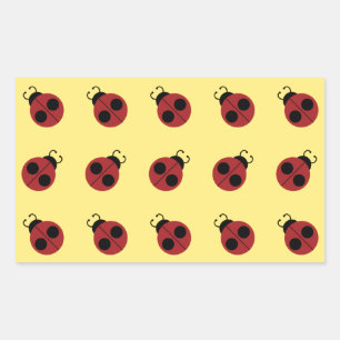 Sticker Rectangulaire Ladybug 60s rétro cool rouge jaune