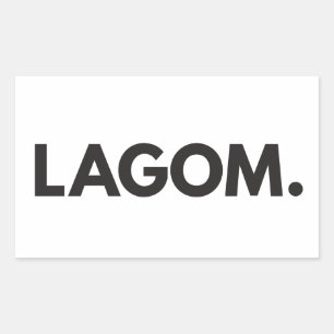 Sticker Rectangulaire LAGOM suédois noir et blanc