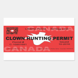 Sticker Rectangulaire Laiss canadienne de chasse de clown (4x)