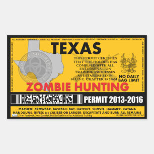Sticker Rectangulaire Laiss le Texas de chasse de zombi