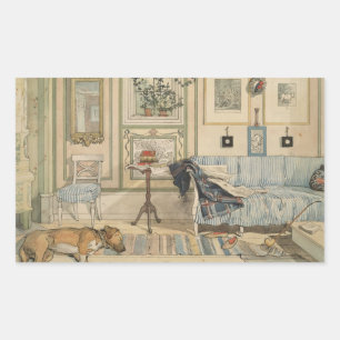 Sticker Rectangulaire Laisser Dormir Les Chiens Mentir L'Aquarelle Suédo