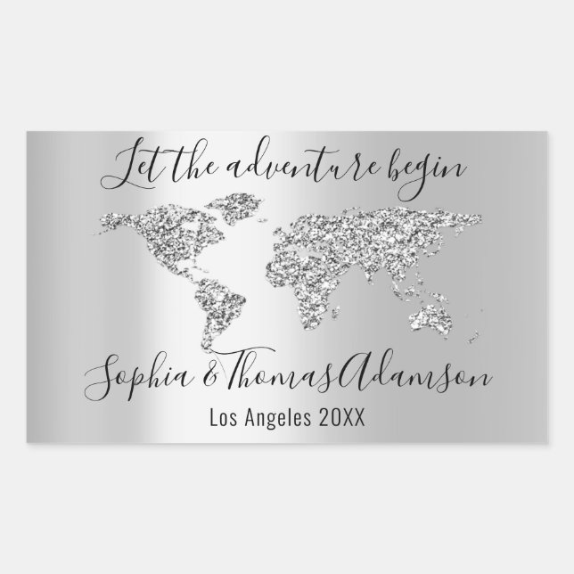 Sticker Rectangulaire Laisser L'Aventure Commencer Mariage World Map Gre (Devant)
