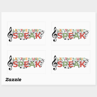 Sticker Rectangulaire Laissez La Musique Parler, Notes Musicales