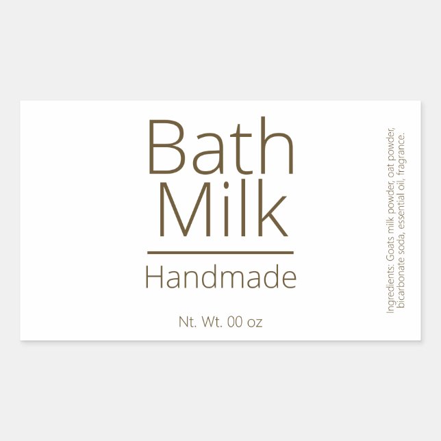 Sticker Rectangulaire Lait de bain simple et sophistiqué Hobby d'affaire (Devant)