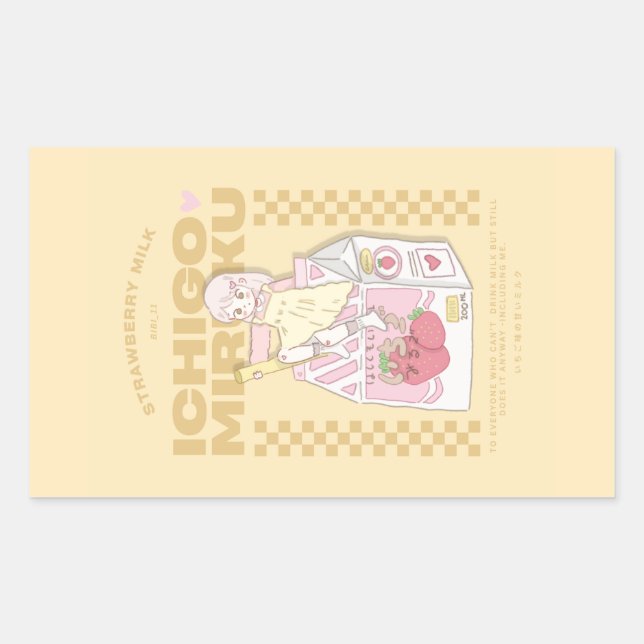 Sticker Rectangulaire 🍓✨Lait Ichigo ✨🍓 (Devant)