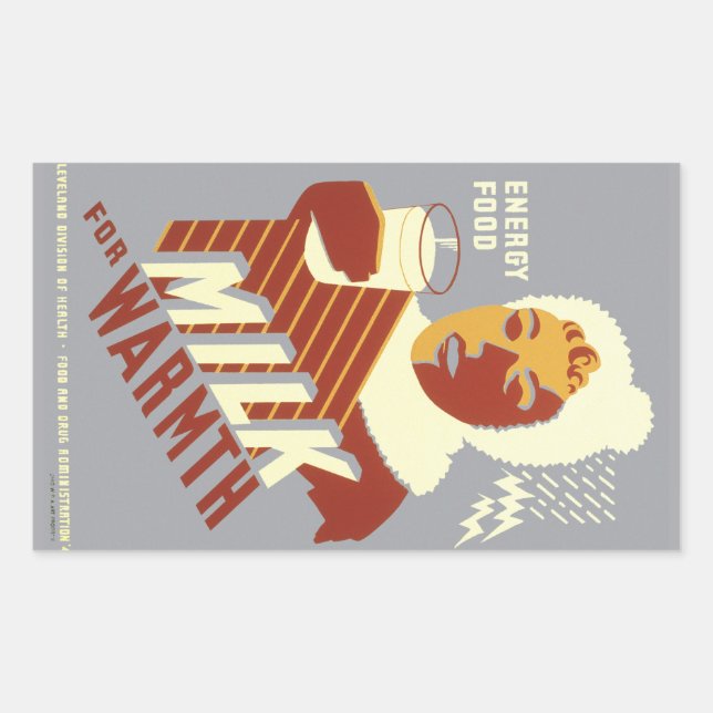 Sticker Rectangulaire Lait pour la chaleur (Devant)