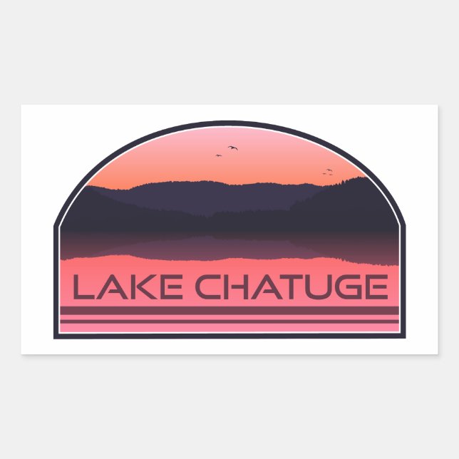 Sticker Rectangulaire Lake Chatuge North Carolina Georgia Red Sunrise (Devant)