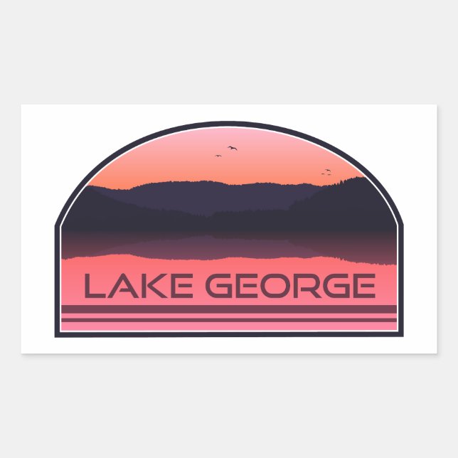Sticker Rectangulaire Lake George New York Red Sunrise (Devant)