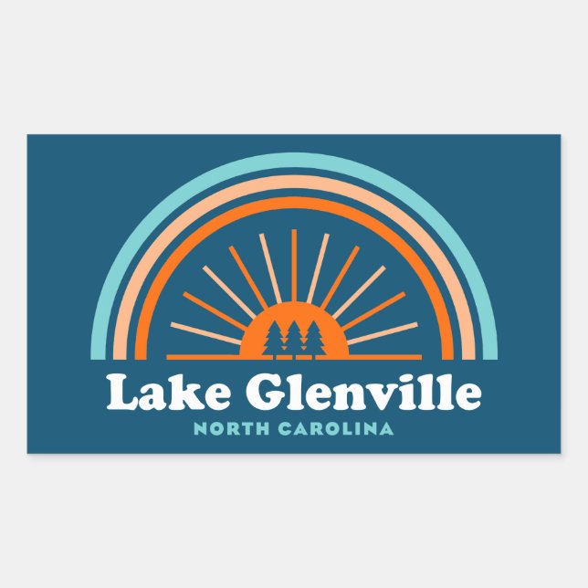 Sticker Rectangulaire Lake Glenville North Carolina Rainbow (Devant)