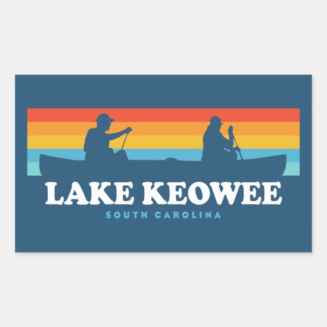 Sticker Rectangulaire Lake Keowee South Carolina Canoë (Devant)