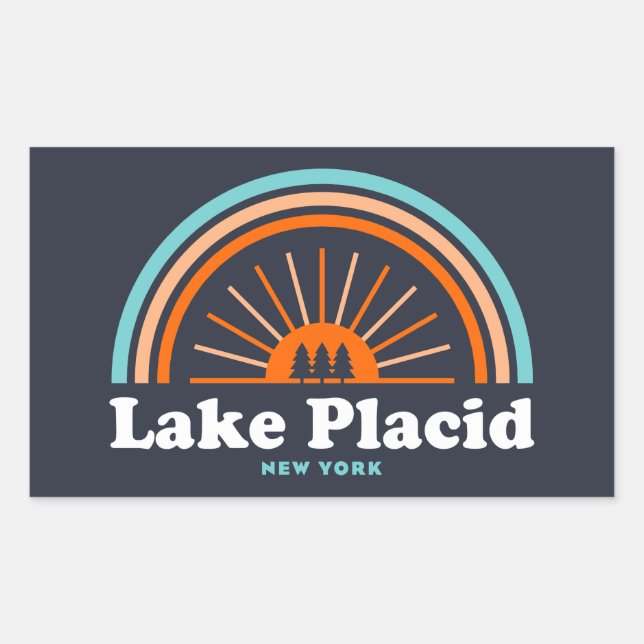 Sticker Rectangulaire Lake Placid New York Rainbow (Devant)