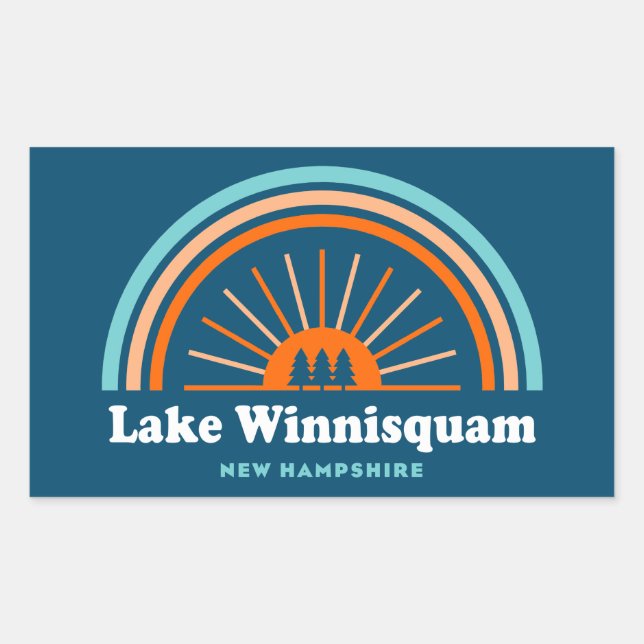 Sticker Rectangulaire Lake Winnisquam New Hampshire Rainbow (Devant)