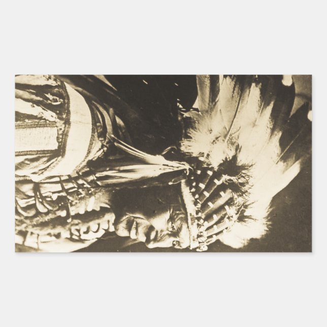 Sticker Rectangulaire Lakota Sioux Chief White Swan (Devant)