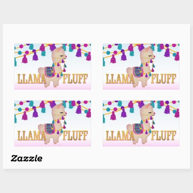 Sticker Rectangulaire LAMA FLUFF Cute (Feuille)