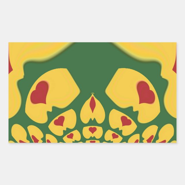 Sticker Rectangulaire L'amour à Rasta Couleurs : Coeurs de reggae (Devant)